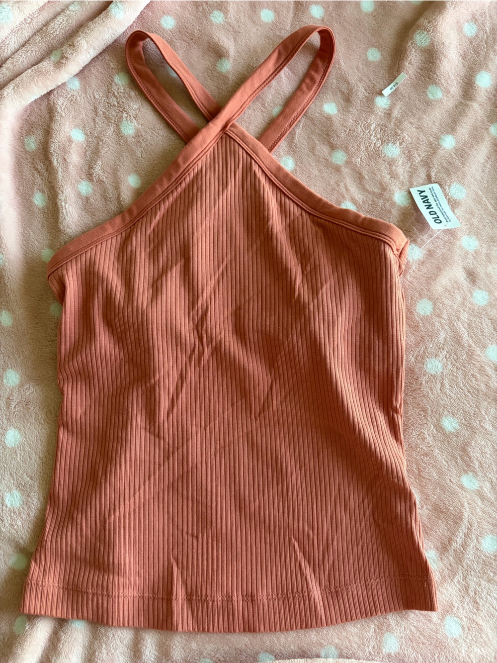 Old Navy Ribbed Cross-Back Tank Top - Rust Orange